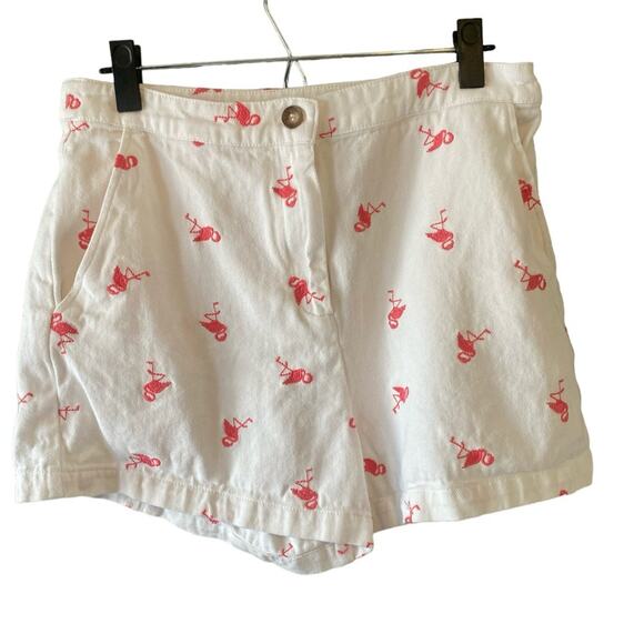 High Waisted Shorts Womens Size Large Francesca’s Pink White 100% Cotton Preppy - Picture 1 of 12